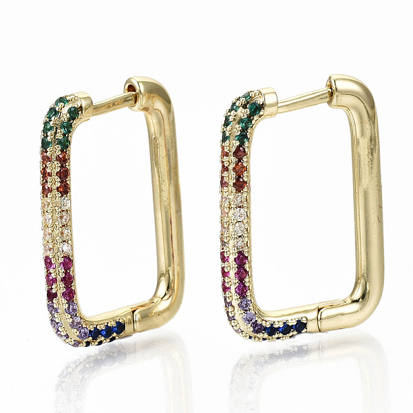 PandaHall Brass Micro Pave Cubic Zirconia Huggie Hoop Earrings, Nickel Free, Rectangle, Colorful, Real 16K Gold Plated, 24x16.5x3mm, Pin...
PandaHall Brass Micro Pave Cubic Zirconia Huggie Hoop Earrings, Nickel Free, Rectangle, Colorful, Real 16K Gold Plated, 24x16.5x3mm, Pin...