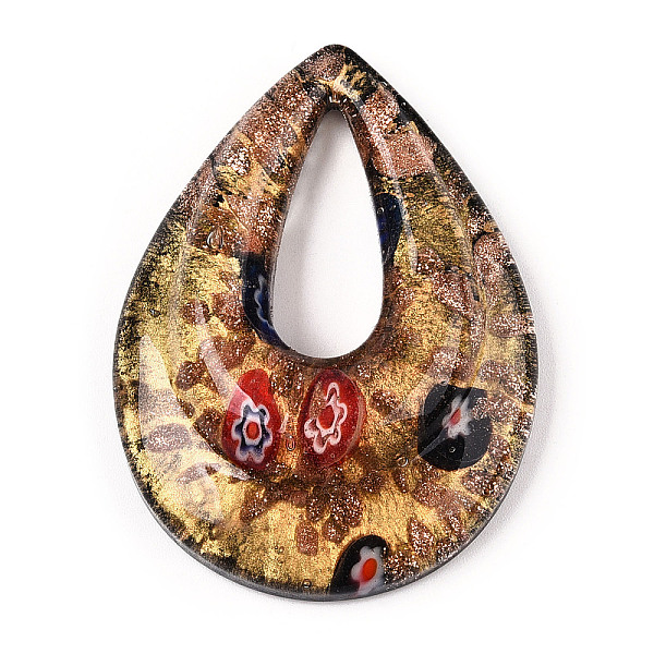 PandaHall Handmade Gold Sand Lampwork Big Pendants, Inside Millefiori Glass, Teardrop, Black, 52.5x39x12mm, Hole: 25x10mm Lampwork Teardrop...
PandaHall Handmade Gold Sand Lampwork Big Pendants, Inside Millefiori Glass, Teardrop, Black, 52.5x39x12mm, Hole: 25x10mm Lampwork Teardrop...