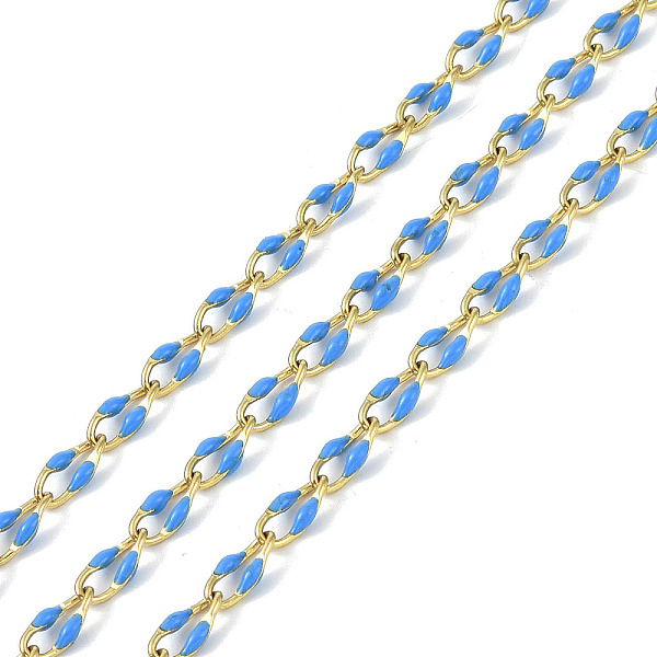 PandaHall Ion Plating(IP) 304 Stainless Steel Dapped Chains, with Enamel with Spool, Unwelded, Dodger Blue, 8.5x4x1.5mm 304 Stainless Steel
PandaHall Ion Plating(IP) 304 Stainless Steel Dapped Chains, with Enamel with Spool, Unwelded, Dodger Blue, 8.5x4x1.5mm 304 Stainless Steel