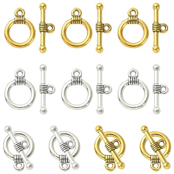 PandaHall 20Pcs 2 Colors Tibetan Style Alloy Toggle Clasps, for Jewelry Making, Antique Silver & Antique Golden, Ring: 15x11mm, Bar...
PandaHall 20Pcs 2 Colors Tibetan Style Alloy Toggle Clasps, for Jewelry Making, Antique Silver & Antique Golden, Ring: 15x11mm, Bar...