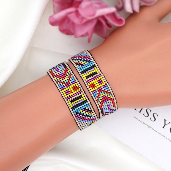 PandaHall Miyuki Seed Braided Bead Bracelet, Tribe Style Wide Band Friendship Bracelet for Women, Colorful, 11 inch(28cm) Glass
PandaHall Miyuki Seed Braided Bead Bracelet, Tribe Style Wide Band Friendship Bracelet for Women, Colorful, 11 inch(28cm) Glass