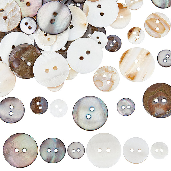 PandaHall GOMAKERER 60Pcs 6 Style 2-Hole Natural Shell Buttons, Flat Round, Mixed Color, 10~20.5x2~2.5mm, hole: 1.5~2.1mm, 10pcs/style Shell..., Multicolor
PandaHall GOMAKERER 60Pcs 6 Style 2-Hole Natural Shell Buttons, Flat Round, Mixed Color, 10~20.5x2~2.5mm, hole: 1.5~2.1mm, 10pcs/style Shell..., Multicolor