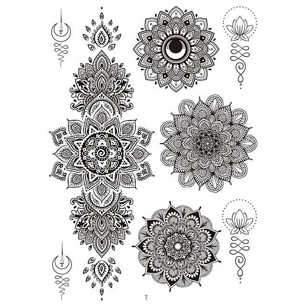 PandaHall Mandala Pattern Vintage Removable Temporary Water Proof Tattoos Paper Stickers, Flower Pattern, 21x15cm Paper Black
PandaHall Mandala Pattern Vintage Removable Temporary Water Proof Tattoos Paper Stickers, Flower Pattern, 21x15cm Paper Black