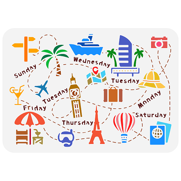PandaHall FINGERINSPIRE Travel Pattern Painting Stencil 11.7x8.3 inch Journey Theme Drawing Template Holiday Trip Plastic Stencil Reusable...
PandaHall FINGERINSPIRE Travel Pattern Painting Stencil 11.7x8.3 inch Journey Theme Drawing Template Holiday Trip Plastic Stencil Reusable...