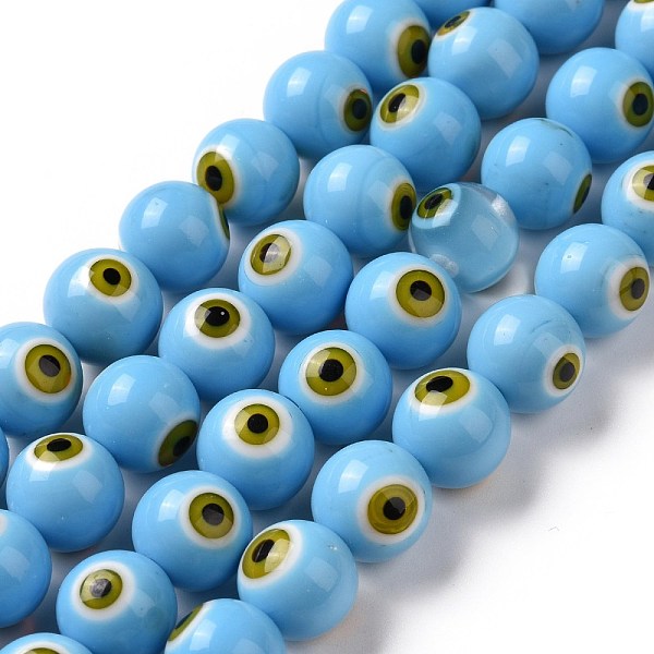 PandaHall Handmade Evil Eye Lampwork Round Bead Strands, Light Sky Blue, 10mm, Hole: 1mm, about 39pcs/strand, 14.96 inch Lampwork Evil Eye
PandaHall Handmade Evil Eye Lampwork Round Bead Strands, Light Sky Blue, 10mm, Hole: 1mm, about 39pcs/strand, 14.96 inch Lampwork Evil Eye