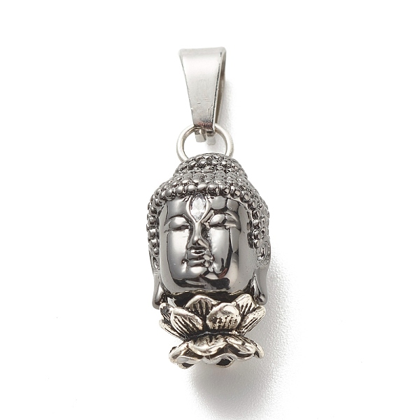 PandaHall Brass Buddha Head Pendants, with Alloy Lotus Double Sided Bead Caps and 304 Stainless Steel Findings, Platinum, 22.5x12x11mm, Hole...
PandaHall Brass Buddha Head Pendants, with Alloy Lotus Double Sided Bead Caps and 304 Stainless Steel Findings, Platinum, 22.5x12x11mm, Hole...