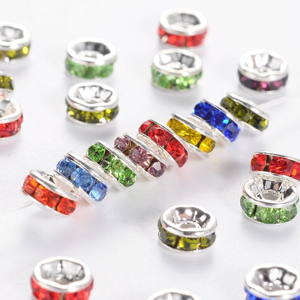 PandaHall Brass Grade A Rhinestone Spacer Beads, Silver Color Plated, Nickel Free, Mixed Color, 5x2.5mm, Hole: 1mm Brass+Rhinestone Rondelle..., Multicolor
PandaHall Brass Grade A Rhinestone Spacer Beads, Silver Color Plated, Nickel Free, Mixed Color, 5x2.5mm, Hole: 1mm Brass+Rhinestone Rondelle..., Multicolor