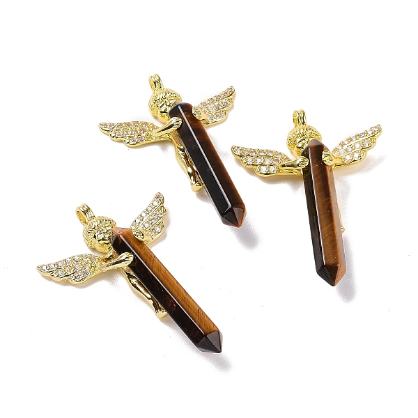 PandaHall Natural Tiger Eye Faceted Double Terminal Pointed Big Pendants, Angel Charms, with Golden Tone Brass Findings, 54~56x34~36x11~12mm...
PandaHall Natural Tiger Eye Faceted Double Terminal Pointed Big Pendants, Angel Charms, with Golden Tone Brass Findings, 54~56x34~36x11~12mm...