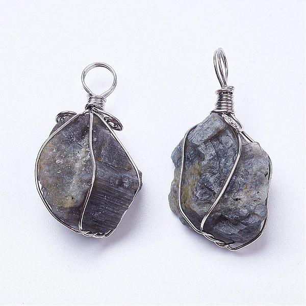 PandaHall Natural Labradorite Pendants, with Brass Finding, Nuggets, Platinum, 45~48x22~24x16mm, Hole: 7mm Labradorite Nuggets
PandaHall Natural Labradorite Pendants, with Brass Finding, Nuggets, Platinum, 45~48x22~24x16mm, Hole: 7mm Labradorite Nuggets