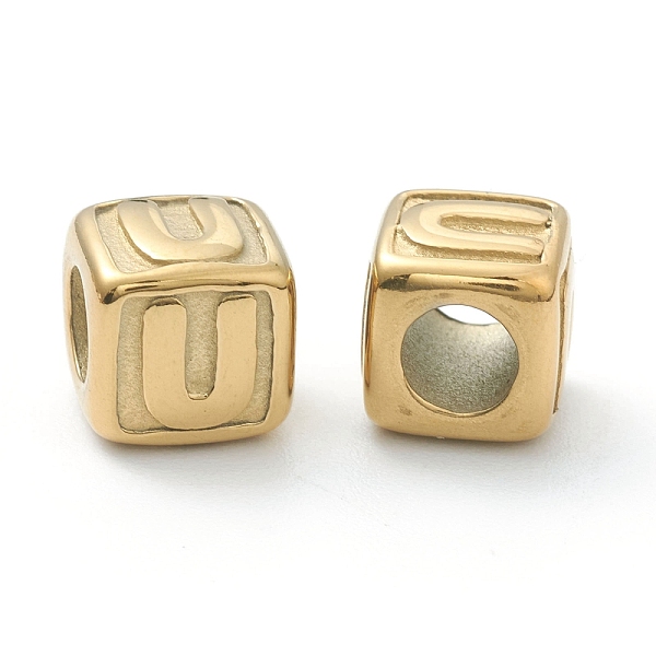PandaHall 304 Stainless Steel European Beads, Large Hole Beads, Horizontal Hole, Cube with Letter, Golden, Letter.U, 8x8x8mm, Hole: 4mm 304...
PandaHall 304 Stainless Steel European Beads, Large Hole Beads, Horizontal Hole, Cube with Letter, Golden, Letter.U, 8x8x8mm, Hole: 4mm 304...
