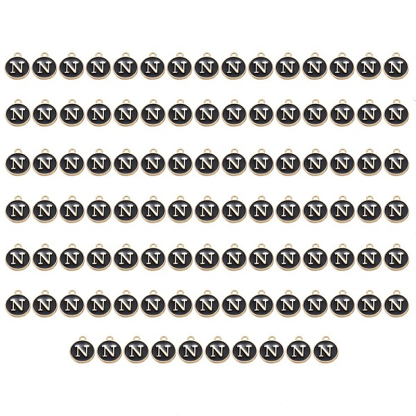 PandaHall Golden Plated Enamel Alloy Charms, Enamelled Sequins, Flat Round, Black, Letter.N, 14x12x2mm, Hole: 1.5mm, 100pcs/Box Alloy+Enamel...
PandaHall Golden Plated Enamel Alloy Charms, Enamelled Sequins, Flat Round, Black, Letter.N, 14x12x2mm, Hole: 1.5mm, 100pcs/Box Alloy+Enamel...
