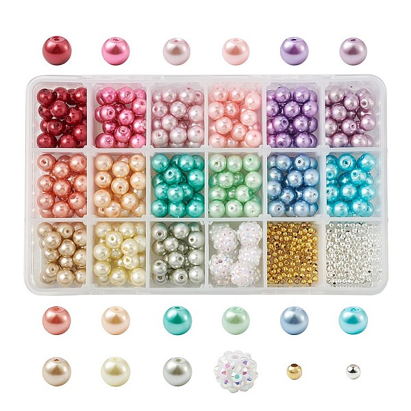 PandaHall DIY Necklace Making, with Baking Painted Pearlized Glass Pearl Round Beads, Brass Spacer Beads, Resin Rhinestone Beads, Mixed..., Multicolor
PandaHall DIY Necklace Making, with Baking Painted Pearlized Glass Pearl Round Beads, Brass Spacer Beads, Resin Rhinestone Beads, Mixed..., Multicolor