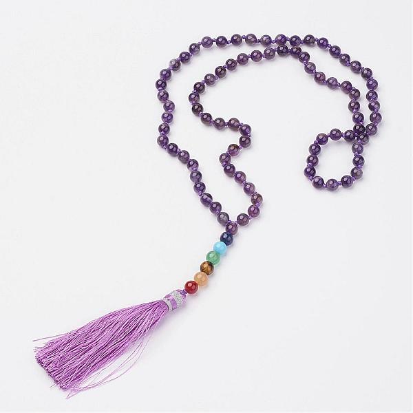 PandaHall Amethyst Beaded and Gemstone Beaded Necklaces, with Tassel Pendants, 32.87 inch(835mm) Amethyst
PandaHall Amethyst Beaded and Gemstone Beaded Necklaces, with Tassel Pendants, 32.87 inch(835mm) Amethyst