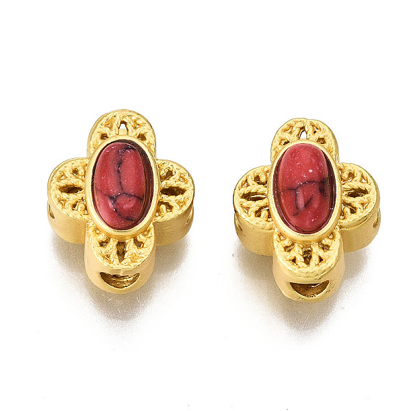 PandaHall 4-Hole Synthetic Turquoise Beads, Dyed, with Brass Findings, Hollow, Flower, Matte Gold Color, Red, 10x8x6mm, Hole: 2mm Synthetic...
PandaHall 4-Hole Synthetic Turquoise Beads, Dyed, with Brass Findings, Hollow, Flower, Matte Gold Color, Red, 10x8x6mm, Hole: 2mm Synthetic...