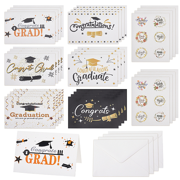 PandaHall CHGCRAFT 18sets Graduation Card Pack Graduation Cards with Envelopes Graduation Gold Foil Greeting Card Graduation Party Sticker..., White
PandaHall CHGCRAFT 18sets Graduation Card Pack Graduation Cards with Envelopes Graduation Gold Foil Greeting Card Graduation Party Sticker..., White