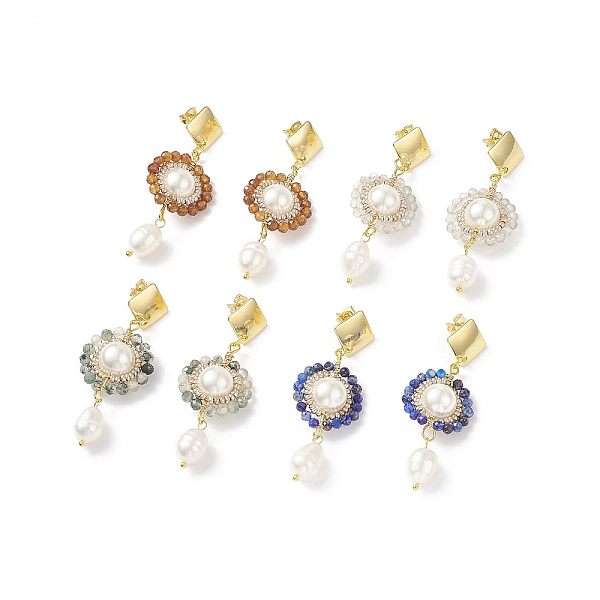 PandaHall 4 Pair 4 Style Natural Mixed Gemstone & Shell Pearl Beaded Flower Dangle Stud Earrings, 304 Stainless Steel Wire Wrap Long Drop..., Multicolor
PandaHall 4 Pair 4 Style Natural Mixed Gemstone & Shell Pearl Beaded Flower Dangle Stud Earrings, 304 Stainless Steel Wire Wrap Long Drop..., Multicolor