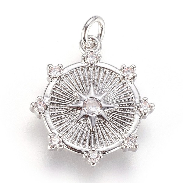 PandaHall Brass Micro Pave Cubic Zirconia Pendants, with Jump Ring, Flat Round with Star, Clear, Platinum, 18x16x2mm, Hole: 2.5mm...
PandaHall Brass Micro Pave Cubic Zirconia Pendants, with Jump Ring, Flat Round with Star, Clear, Platinum, 18x16x2mm, Hole: 2.5mm...