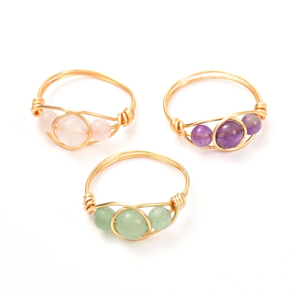 PandaHall Copper Wire Wrapped Mixed Natural Gemstone Braided Bead Rings for Women, Real 18K Gold Plated, US Size 7 3/4, Inner Diameter: 18mm..., Multicolor
PandaHall Copper Wire Wrapped Mixed Natural Gemstone Braided Bead Rings for Women, Real 18K Gold Plated, US Size 7 3/4, Inner Diameter: 18mm..., Multicolor