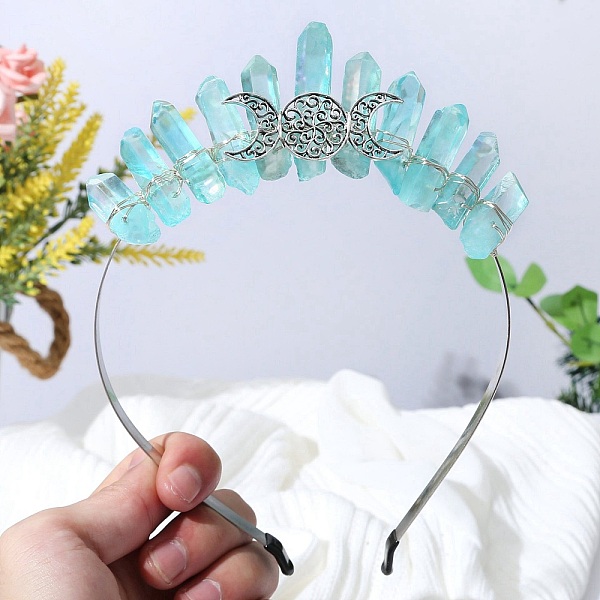 PandaHall Raw Natural Quartz Hair Bands, Triple Moon Metal Hair Bands, for Women Girls, Cyan, 180x125x20mm Quartz Moon Cyan
PandaHall Raw Natural Quartz Hair Bands, Triple Moon Metal Hair Bands, for Women Girls, Cyan, 180x125x20mm Quartz Moon Cyan