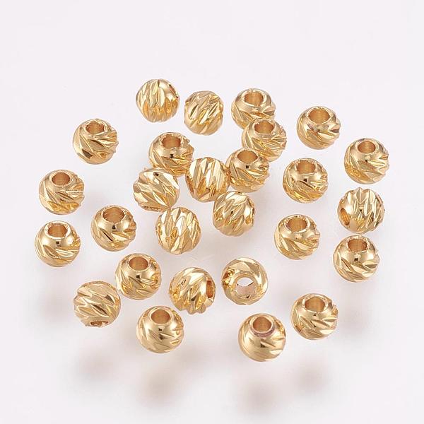 PandaHall Carved Brass Beads, Long-Lasting Plated, Round, Real 18K Gold Plated, 3.5~4x3mm, Hole: 2mm Brass Round
PandaHall Carved Brass Beads, Long-Lasting Plated, Round, Real 18K Gold Plated, 3.5~4x3mm, Hole: 2mm Brass Round