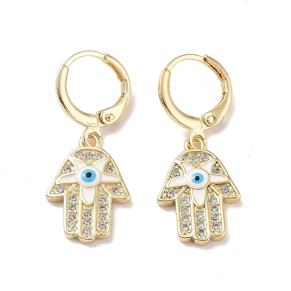 PandaHall Real 18K Gold Plated Brass Dangle Leverback Earrings, with Enamel and Cubic Zirconia, Hamsa Hand with Evil Eye, White, 31x12.5mm...
PandaHall Real 18K Gold Plated Brass Dangle Leverback Earrings, with Enamel and Cubic Zirconia, Hamsa Hand with Evil Eye, White, 31x12.5mm...