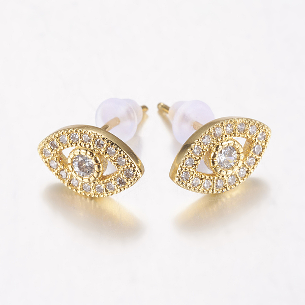 PandaHall Brass Micro Pave Cubic Zirconia Ear Studs, Crawler Earrings/Climber Earrings, Lead Free & Cadmium Free, Horse Eye, Clear, Golden...
PandaHall Brass Micro Pave Cubic Zirconia Ear Studs, Crawler Earrings/Climber Earrings, Lead Free & Cadmium Free, Horse Eye, Clear, Golden...