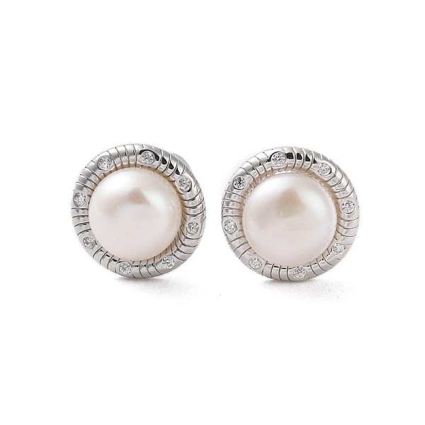 PandaHall 925 Sterling Silver Studs Earring, with Cubic Zirconia and Natural Pearl, Round, Platinum, 11.5mm Pearl Round
PandaHall 925 Sterling Silver Studs Earring, with Cubic Zirconia and Natural Pearl, Round, Platinum, 11.5mm Pearl Round