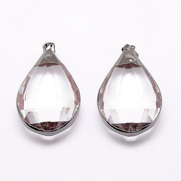 PandaHall Faceted Glass Big Pendants, with Brass Finding, teardrop, Gunmetal, 51x30x15mm, Hole: 5x8mm Brass+Glass Teardrop Clear
PandaHall Faceted Glass Big Pendants, with Brass Finding, teardrop, Gunmetal, 51x30x15mm, Hole: 5x8mm Brass+Glass Teardrop Clear