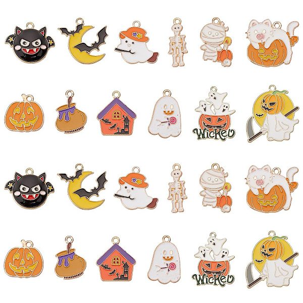PandaHall SUNNYCLUE 24Pcs 12 Style Halloween Theme Alloy Enamel Pendants, Light Gold, Bat & House &umpkin Jack-O'-Lantern with Ghost & Jar..., Multicolor
PandaHall SUNNYCLUE 24Pcs 12 Style Halloween Theme Alloy Enamel Pendants, Light Gold, Bat & House &umpkin Jack-O'-Lantern with Ghost & Jar..., Multicolor