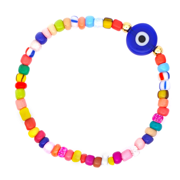 PandaHall Glass Seed Stretch Bracelet with Acrylic Evil Eye for Women, Mixed Color, 6-1/4 inch(16cm) Glass
PandaHall Glass Seed Stretch Bracelet with Acrylic Evil Eye for Women, Mixed Color, 6-1/4 inch(16cm) Glass