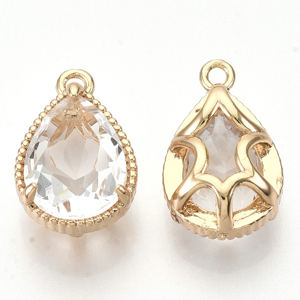 PandaHall Transparent Glass Pendants, with Golden Tone Brass Findings, Faceted, Teardrop, Clear, 19x12x8.5mm, Hole: 1.5mm Brass+Glass...
PandaHall Transparent Glass Pendants, with Golden Tone Brass Findings, Faceted, Teardrop, Clear, 19x12x8.5mm, Hole: 1.5mm Brass+Glass...