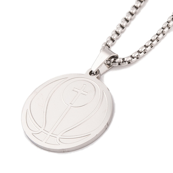 PandaHall Titanium Steel Pendant Necklaces, Box Chain, Flat Round with Basketball, Stainless Steel Color, 23.82 inch(60.5cm) Titanium Steel...
PandaHall Titanium Steel Pendant Necklaces, Box Chain, Flat Round with Basketball, Stainless Steel Color, 23.82 inch(60.5cm) Titanium Steel...