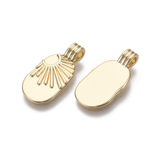 PandaHall Brass Pendants, Oval with Sun, Nickel Free, Real 18K Gold Plated, 21.5x10.5x4.5mm, Hole: 2mm Brass Oval
PandaHall Brass Pendants, Oval with Sun, Nickel Free, Real 18K Gold Plated, 21.5x10.5x4.5mm, Hole: 2mm Brass Oval