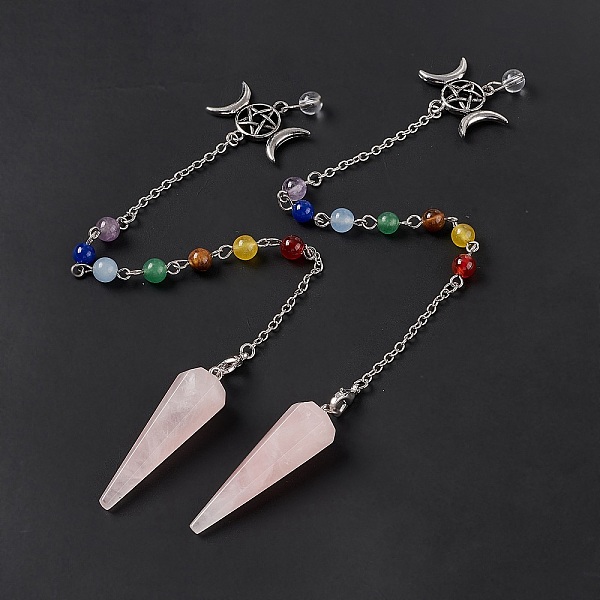 PandaHall Natural Rose Quartz Hexagonal Pointed Cone Dowsing Pendulum Pendants, with Chakra Gemstone Round Beads, Rack Plating Platinum Tone...
PandaHall Natural Rose Quartz Hexagonal Pointed Cone Dowsing Pendulum Pendants, with Chakra Gemstone Round Beads, Rack Plating Platinum Tone...
