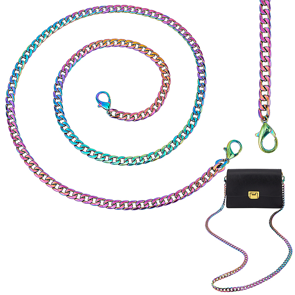 PandaHall WADORN 1Pc Zinc Alloy Curb Chain Bag Handle, with Lobster Claw Clasp, Rainbow Color, 119.3x0.95cm Alloy
PandaHall WADORN 1Pc Zinc Alloy Curb Chain Bag Handle, with Lobster Claw Clasp, Rainbow Color, 119.3x0.95cm Alloy