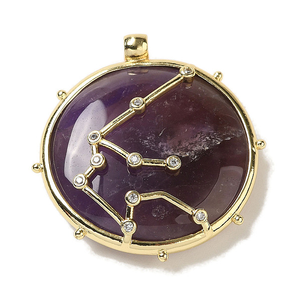 PandaHall Constellation Natural Amethyst Pendants, Brass Flat Round Charms, Golden, Pisces, 32x30x9mm, Hole: 2mm Amethyst Pisces
PandaHall Constellation Natural Amethyst Pendants, Brass Flat Round Charms, Golden, Pisces, 32x30x9mm, Hole: 2mm Amethyst Pisces