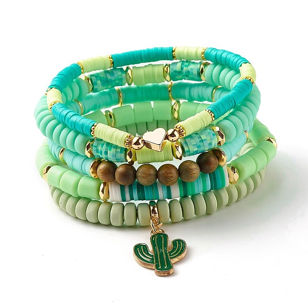 PandaHall Natural Sandalwood Round & Polymer Clay Heishi Beads Stretch Bracelets Sets, Cactus Heart Charm Stackable Preppy Bracelets for..., Green
PandaHall Natural Sandalwood Round & Polymer Clay Heishi Beads Stretch Bracelets Sets, Cactus Heart Charm Stackable Preppy Bracelets for..., Green