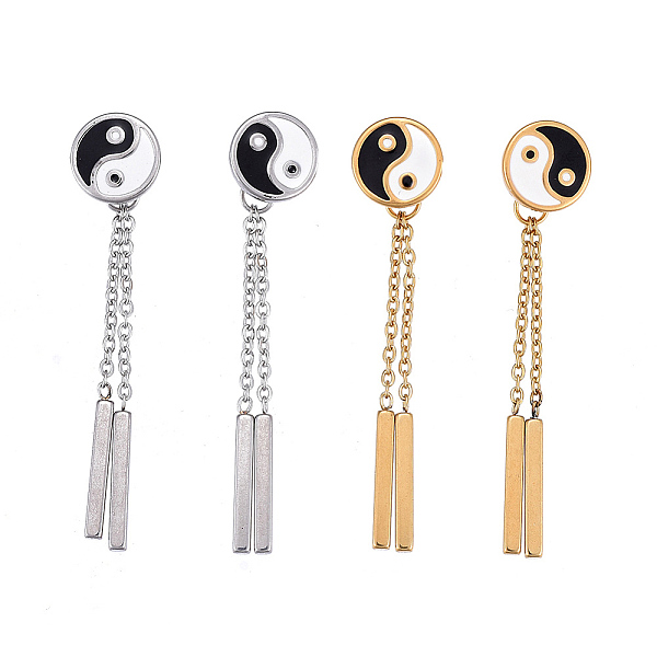 PandaHall Feng Shui 304 Stainless Steel Chain Tassel Earrings, with Earring Back & Enamel, Bar & Yin Yang, Black, Mixed Color, 47mm, Pin...
PandaHall Feng Shui 304 Stainless Steel Chain Tassel Earrings, with Earring Back & Enamel, Bar & Yin Yang, Black, Mixed Color, 47mm, Pin...
