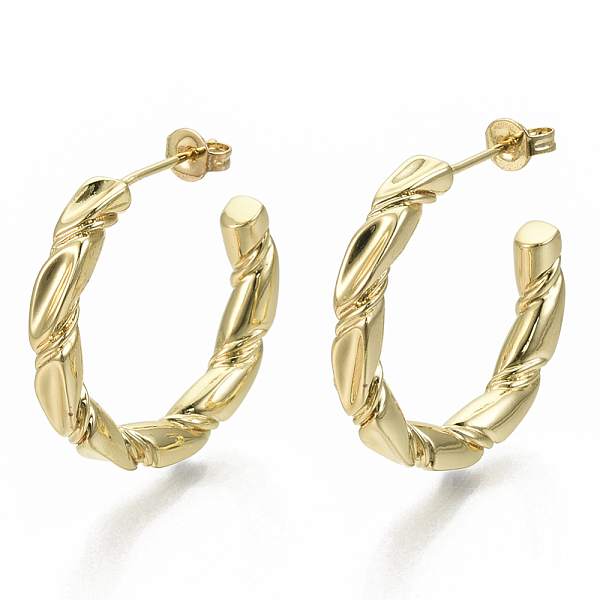 PandaHall Brass Stud Earrings, Half Hoop Earrings, with Ear Nuts, Nickel Free, Ring, Real 18K Gold Plated, 27x4mm, Pin: 0.7mm Brass Letter
PandaHall Brass Stud Earrings, Half Hoop Earrings, with Ear Nuts, Nickel Free, Ring, Real 18K Gold Plated, 27x4mm, Pin: 0.7mm Brass Letter