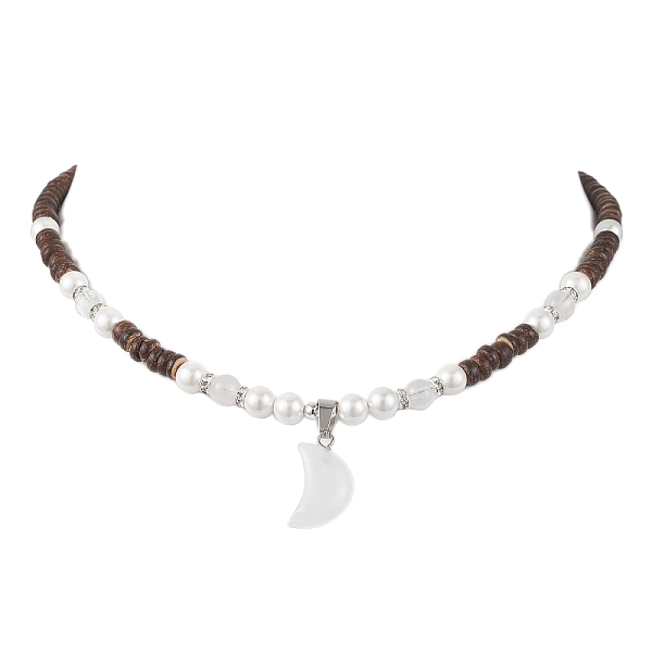 PandaHall Moon Quartz Crystal Pendant Necklaces for Women, with Natural Coconut Column Beads, 15.87 inch(40.3cm) Quartz Crystal Moon
PandaHall Moon Quartz Crystal Pendant Necklaces for Women, with Natural Coconut Column Beads, 15.87 inch(40.3cm) Quartz Crystal Moon