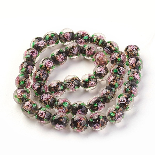 PandaHall Handmade Gold Sand Lampwork Beads Strands, Inner Flower, Round, Black, 10x9mm, Hole: 1mm, about 40~42pcs/strand, 14.56 inch~14.96...
PandaHall Handmade Gold Sand Lampwork Beads Strands, Inner Flower, Round, Black, 10x9mm, Hole: 1mm, about 40~42pcs/strand, 14.56 inch~14.96...
