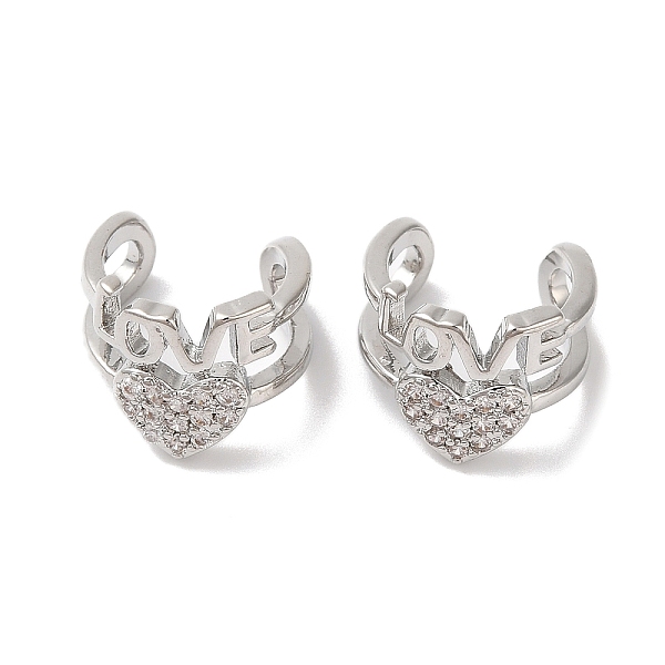 PandaHall Heart & Word Love Brass Micro Pave Cubic Zirconia Cuff Earrings for Women, Platinum, 11x10mm Cubic Zirconia Heart Clear
PandaHall Heart & Word Love Brass Micro Pave Cubic Zirconia Cuff Earrings for Women, Platinum, 11x10mm Cubic Zirconia Heart Clear