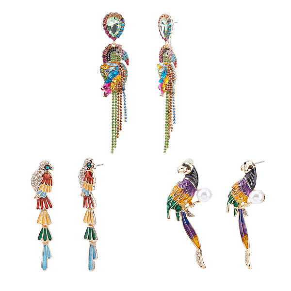 PandaHall FIBLOOM 3 Pairs 3 Style Rhinestone Parrot Dangle Stud Earrings with Alloy Pins, Long Drop Earrings, Mixed Color..., Multicolor
PandaHall FIBLOOM 3 Pairs 3 Style Rhinestone Parrot Dangle Stud Earrings with Alloy Pins, Long Drop Earrings, Mixed Color..., Multicolor