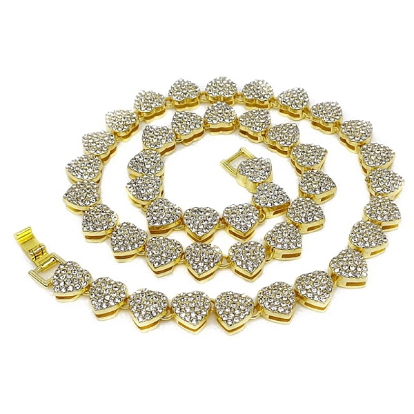 PandaHall Alloy with Glass Rhinestone Heart Cuban Chain Necklaces, Golden, 15.75 inch(40cm) Alloy Heart
PandaHall Alloy with Glass Rhinestone Heart Cuban Chain Necklaces, Golden, 15.75 inch(40cm) Alloy Heart