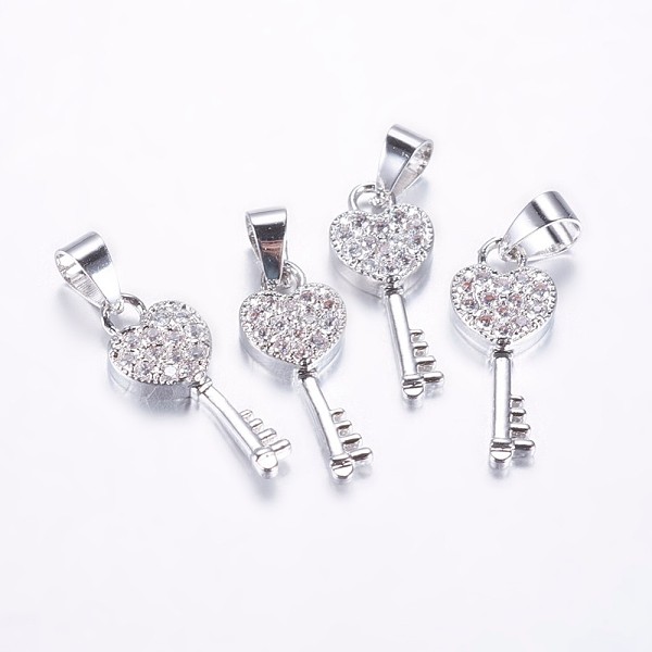 PandaHall Long-Lasting Plated Brass Micro Pave Cubic Zirconia Pendants, Heart Key, Real Platinum Plated, 18x7x2.5mm, Hole: 3.5mm Brass+Cubic..., Clear
PandaHall Long-Lasting Plated Brass Micro Pave Cubic Zirconia Pendants, Heart Key, Real Platinum Plated, 18x7x2.5mm, Hole: 3.5mm Brass+Cubic..., Clear