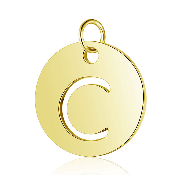 PandaHall 304 Stainless Steel Charms, Flat Round with Letter, Golden, Letter.C, 12x1mm, Hole: 2.5mm 304 Stainless Steel Letter C
PandaHall 304 Stainless Steel Charms, Flat Round with Letter, Golden, Letter.C, 12x1mm, Hole: 2.5mm 304 Stainless Steel Letter C