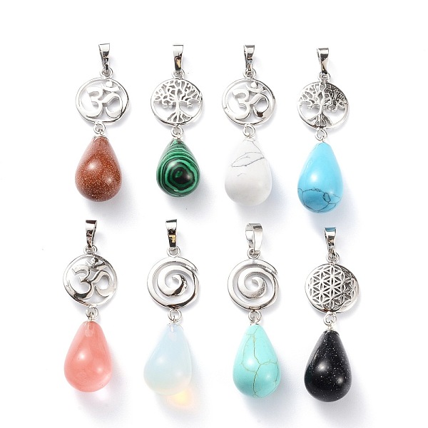 PandaHall Yoga Chakra Jewelry, Synthetic Mixed Gemstone Pendants, with Platinum Plated Brass Findings, Teardrop & Votex/Om Symbol/Tree of...
PandaHall Yoga Chakra Jewelry, Synthetic Mixed Gemstone Pendants, with Platinum Plated Brass Findings, Teardrop & Votex/Om Symbol/Tree of...