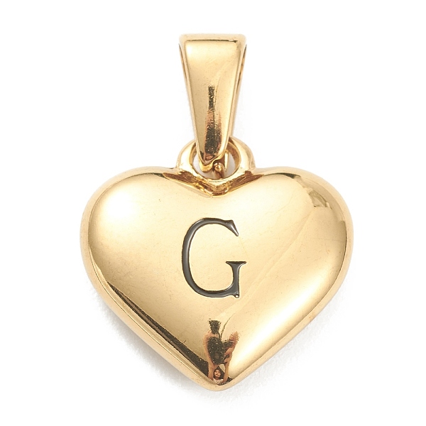 PandaHall 304 Stainless Steel Pendants, Heart with Black Letter, Golden, Letter.G, 16x16x4.5mm, Hole: 7x3mm 304 Stainless Steel Letter G
PandaHall 304 Stainless Steel Pendants, Heart with Black Letter, Golden, Letter.G, 16x16x4.5mm, Hole: 7x3mm 304 Stainless Steel Letter G