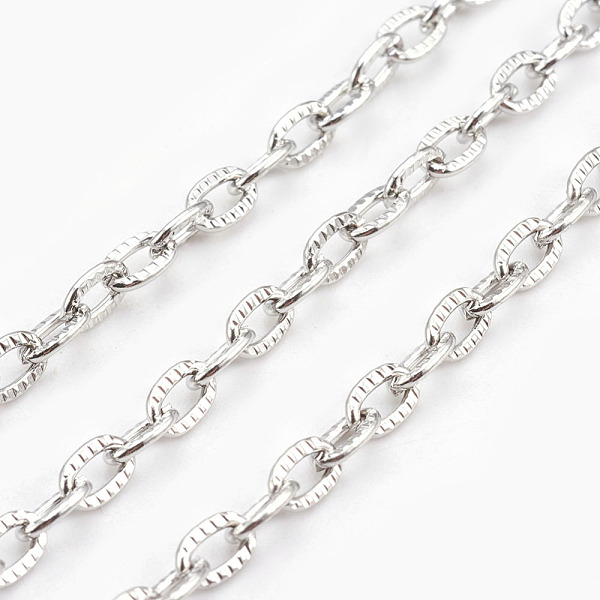 PandaHall Iron Textured Cable Chains, Unwelded, with Spool, Platinum, 3x2x0.5mm, about 328.08 Feet(100m)/roll Iron
PandaHall Iron Textured Cable Chains, Unwelded, with Spool, Platinum, 3x2x0.5mm, about 328.08 Feet(100m)/roll Iron