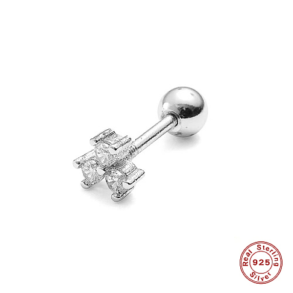 PandaHall Rhodium Plated 925 Sterling Silver Stud Earrings with Cubic Zirconia, Platinum, 3mm Sterling Silver Flower
PandaHall Rhodium Plated 925 Sterling Silver Stud Earrings with Cubic Zirconia, Platinum, 3mm Sterling Silver Flower